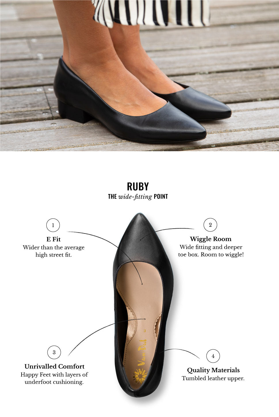 Ruby Riley Shoes Lux Comfort Courts RUBY - Black Leather – Van-Dal Shoes