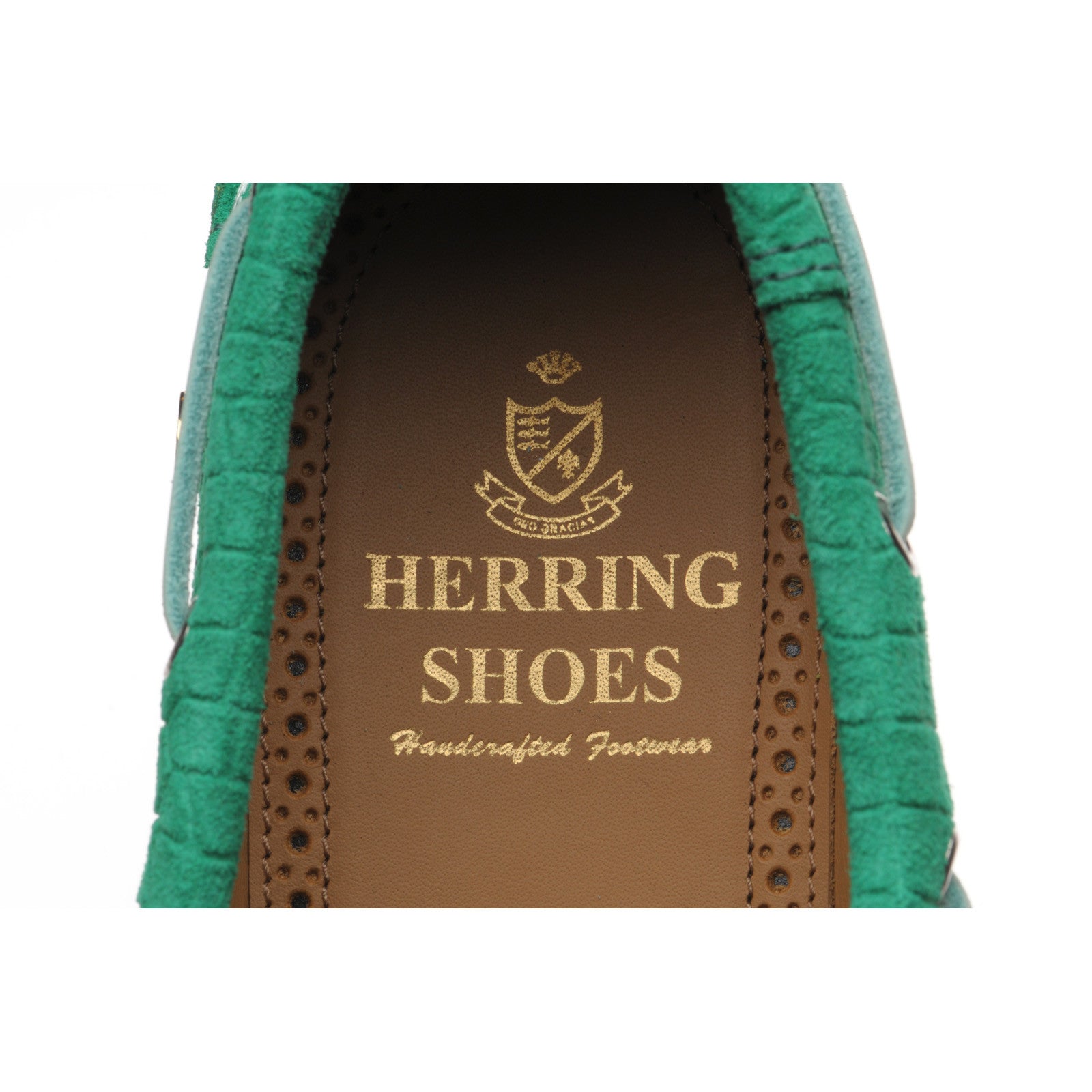 Herring Cordelia ladies rubber-soled deck shoes in green moc croc suede