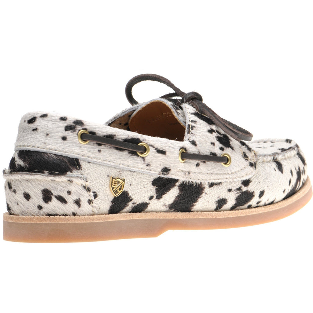 Herring Cordelia ladies rubber-soled deck shoes in white and brown pony