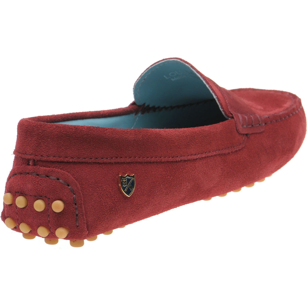 Herring Louisa ladies rubber-soled driving moccasins in burgundy suede
