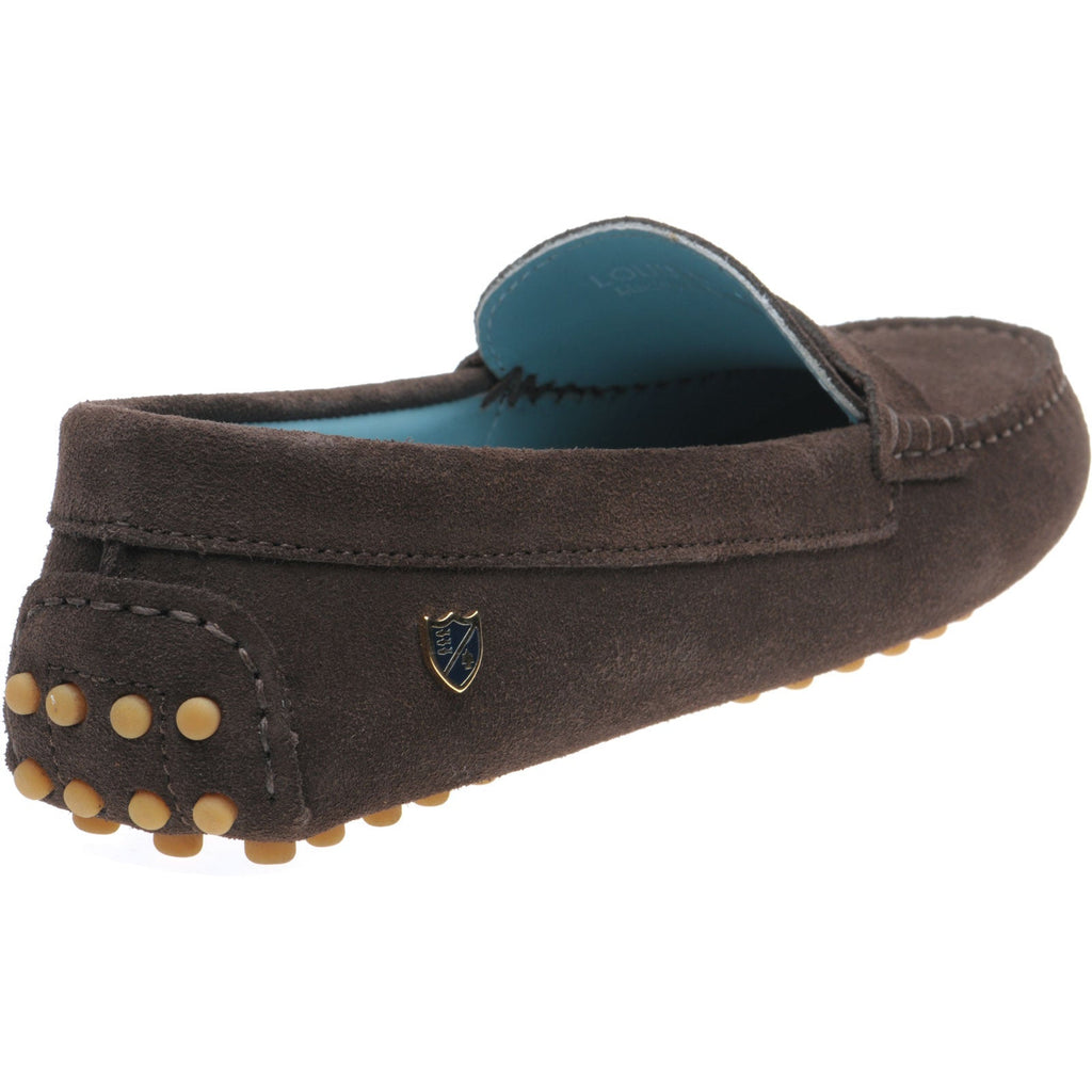 Herring Louisa ladies rubber-soled driving moccasins in chocolate suede