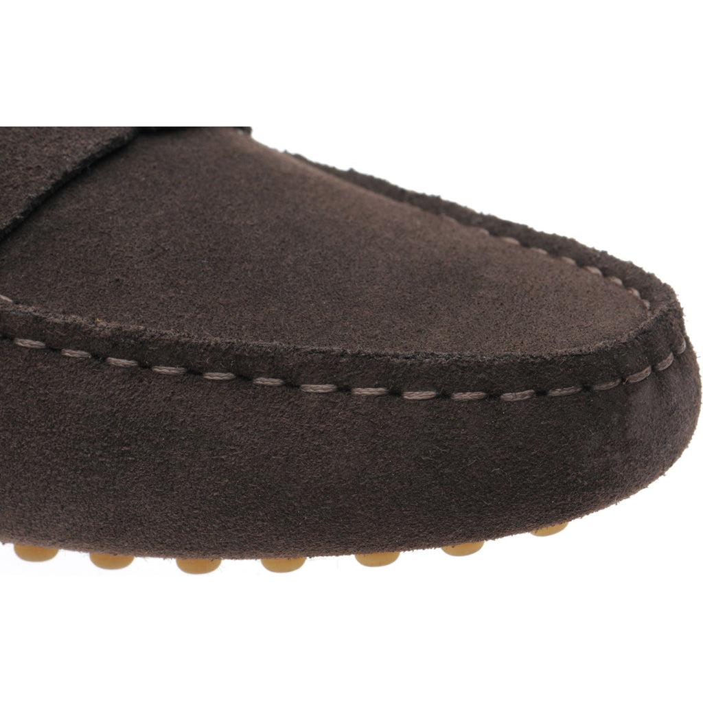 Herring Louisa ladies rubber-soled driving moccasins in chocolate suede