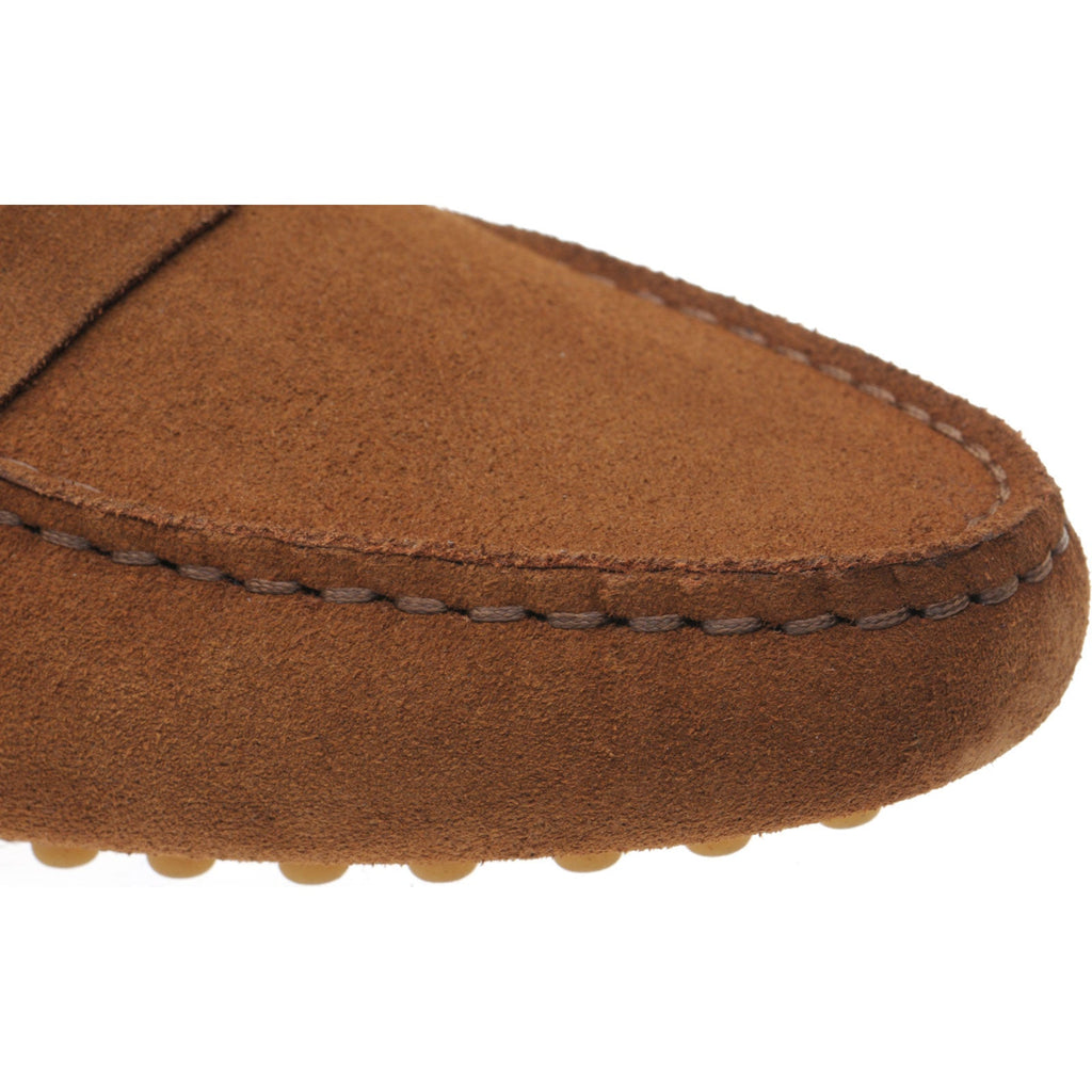 Herring Louisa ladies rubber-soled driving moccasins in cognac suede