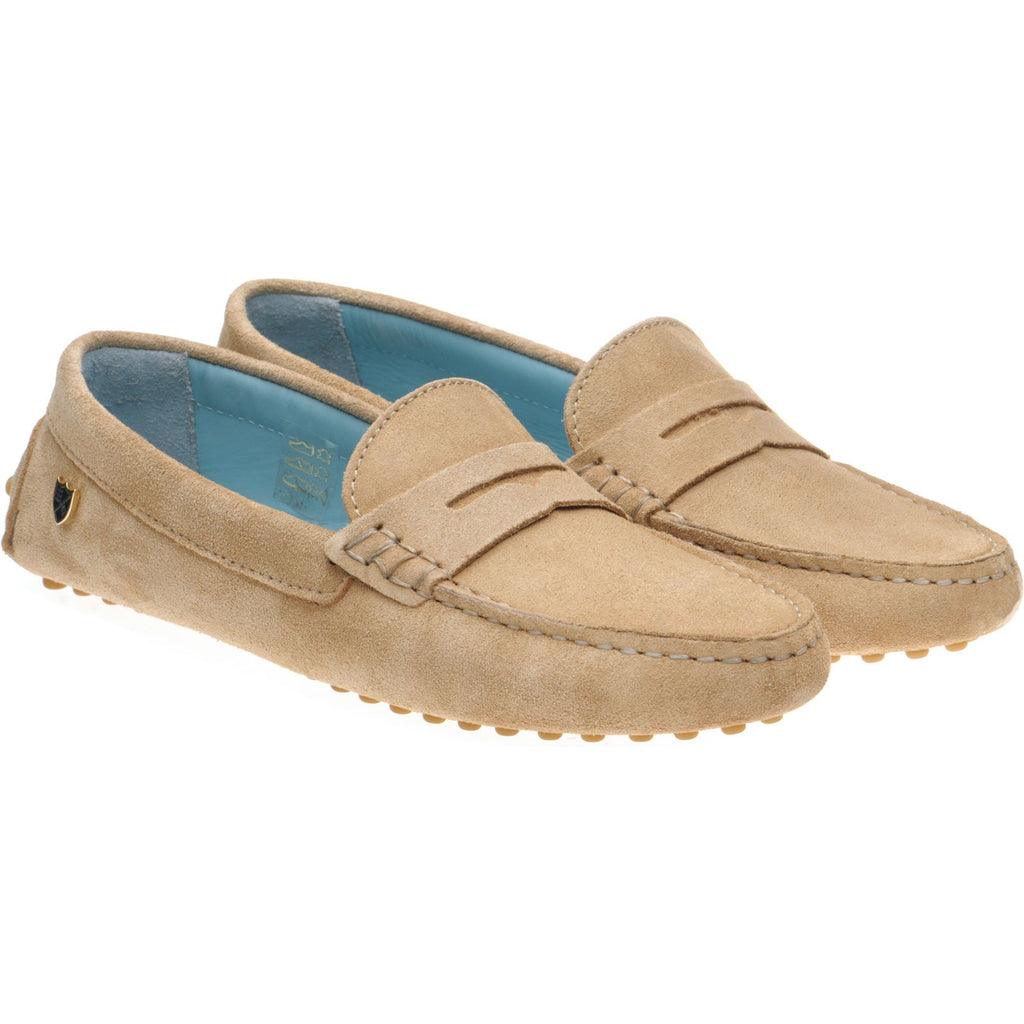 Herring Louisa ladies rubber-soled driving moccasins in sand suede