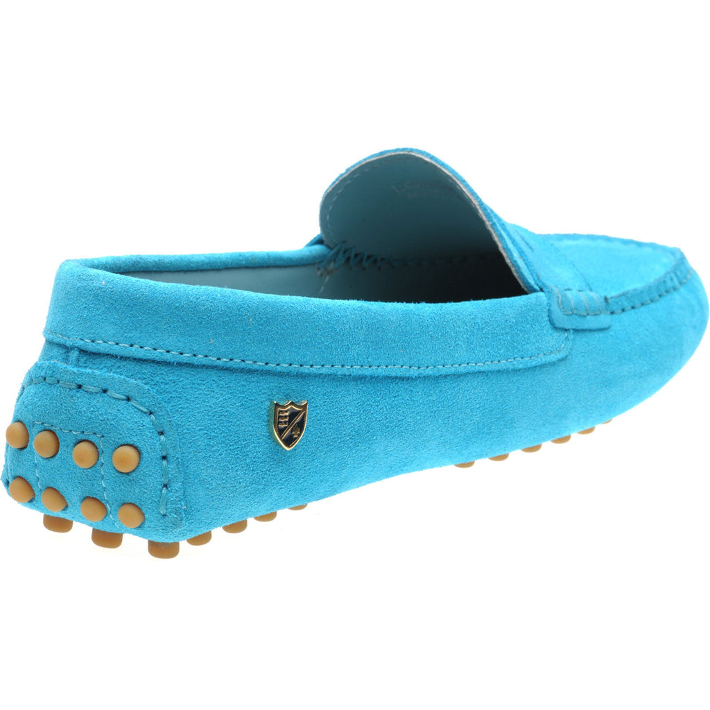 Herring Louisa ladies rubber-soled driving moccasins in turquoise suede