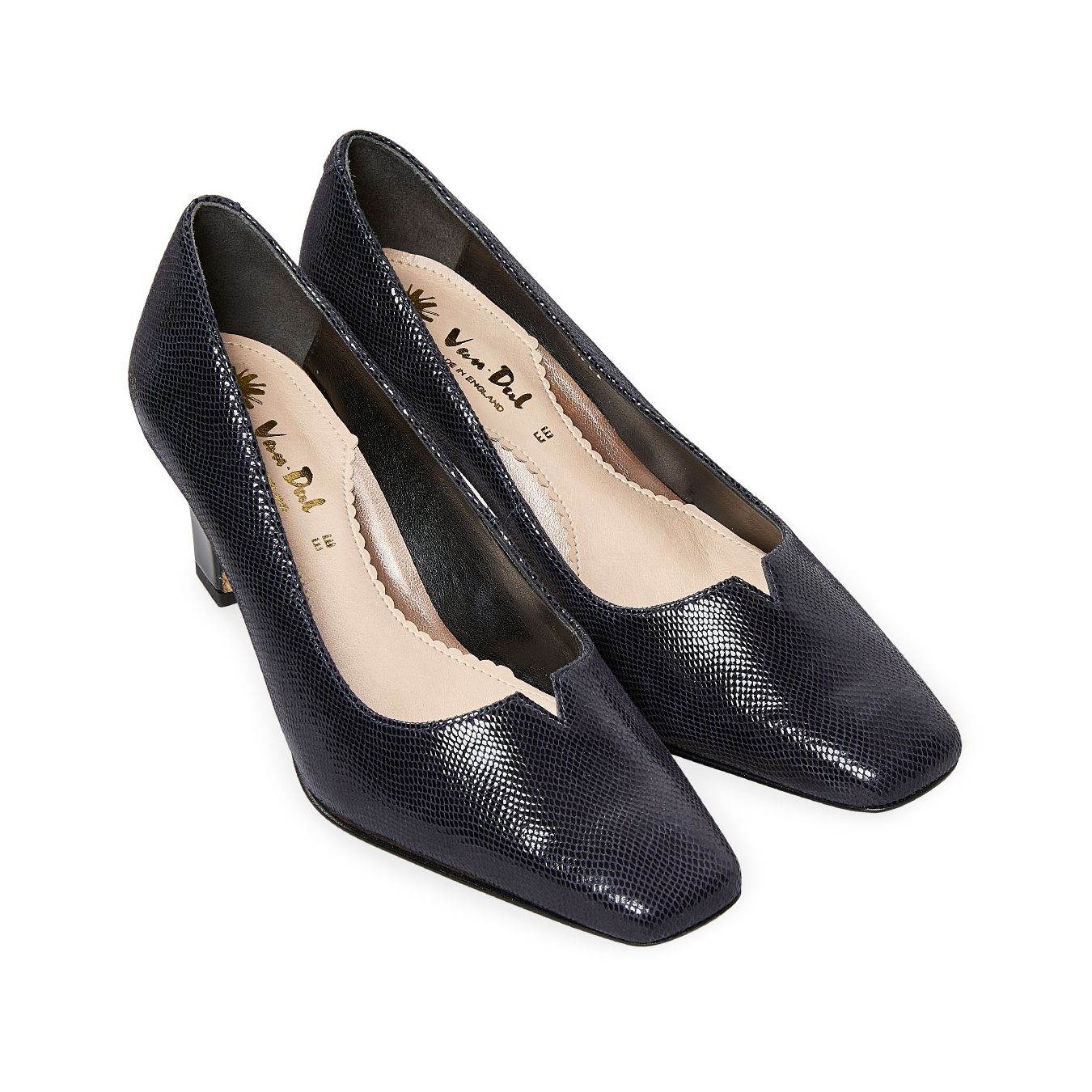 Van Dal Shoes - Eleanor Wider Fitting Court Shoes in Midnight Reptile