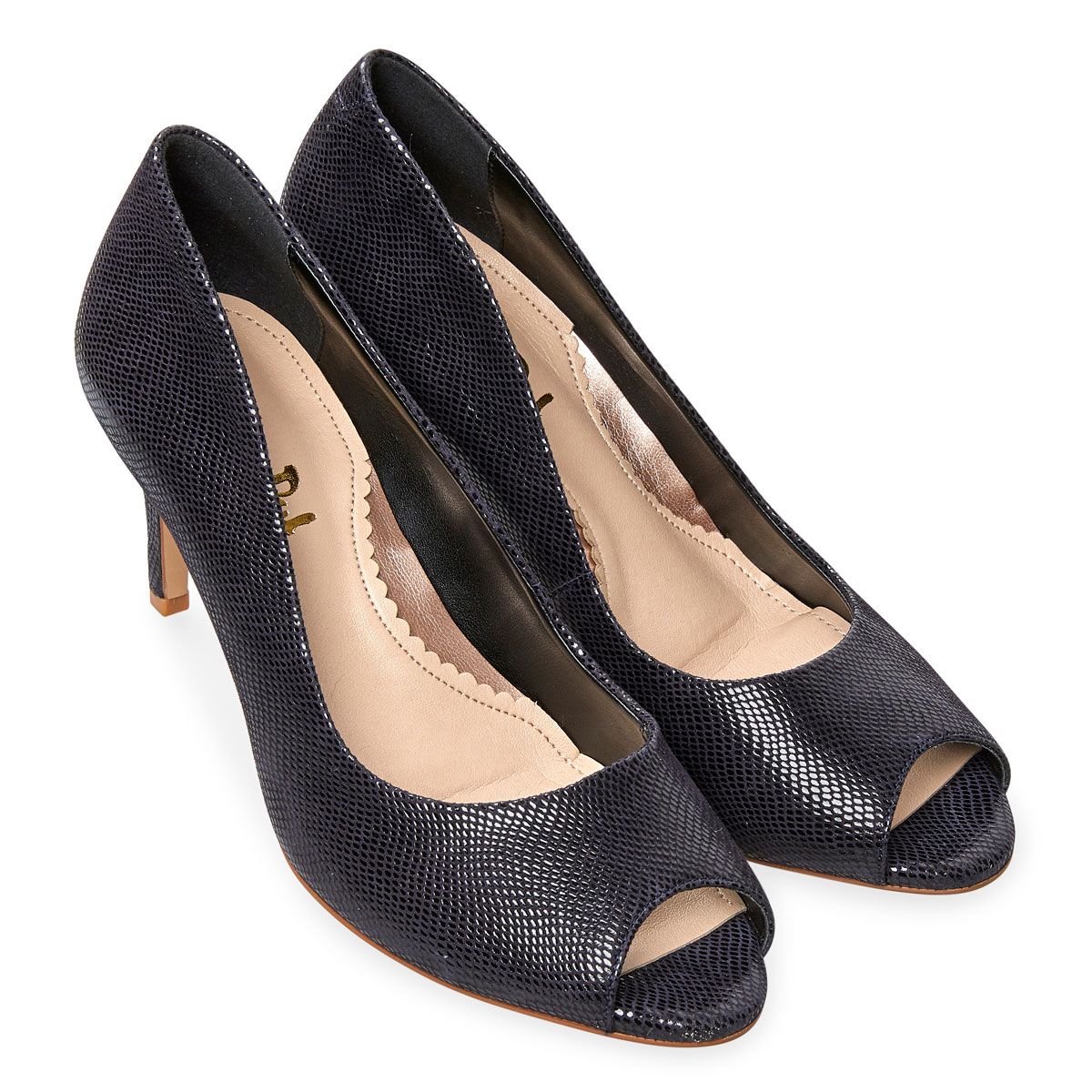 Black peep outlet toe court shoes