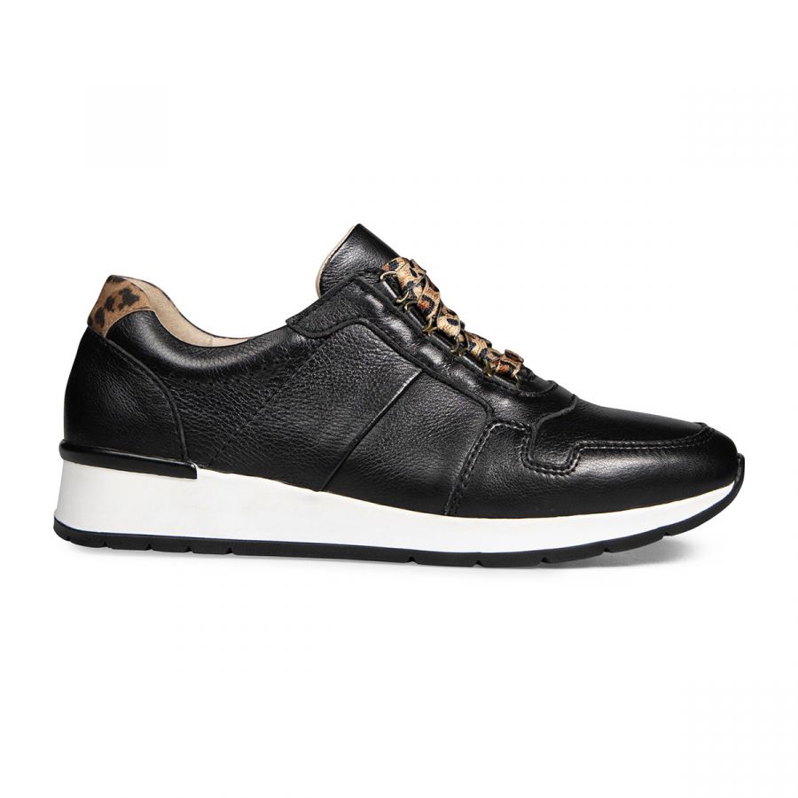 Van Dal Shoes - Reydon Wedge Lace Up Trainers in Black Leather