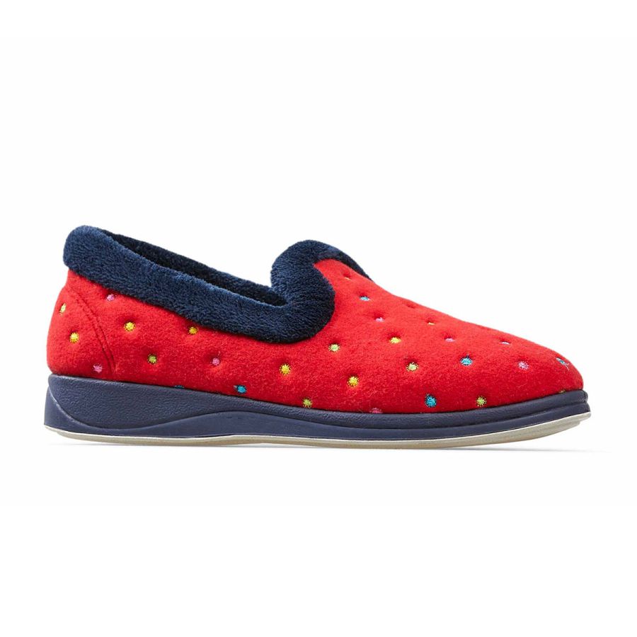 Padders Repose Slippers - Red Polka